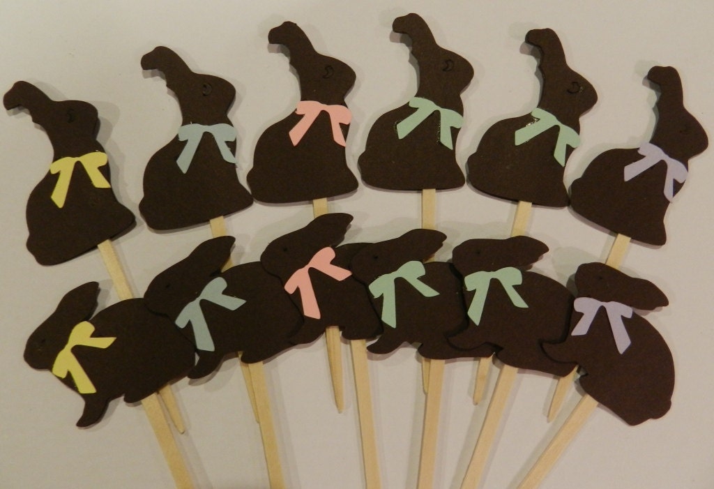 Easter Bunnies Chocolate Cupcake Toppers Pastels Il_170x135