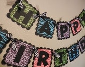 Animal Print Birthday Banner, Cheetah, Zebra, Leopard