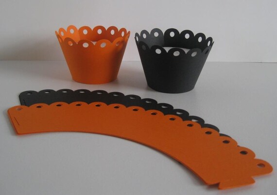 HALLOWEEN Black and Orange Cupcake Wrappers Il_570xn