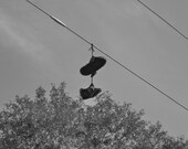 Lonely sneakers Photography Urban Black and White Fine Art Photograph 11x14 Print Matted to 16x20