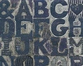 Grunge Alphabet - mounted contemporary monochrome text abstract signed Original Collagraph