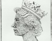 Diamond Queen - Signed Original hand pulled black and white Etching A/P