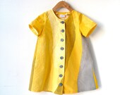 Size 8 Girls Short Sleeve Tunic Dress - Yellow and Grey Marimekko Cotton