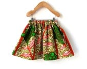African Wax Print Girls Gathered Skirt in Beautiful Cotton