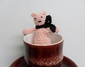 small pink crochet bear valentine