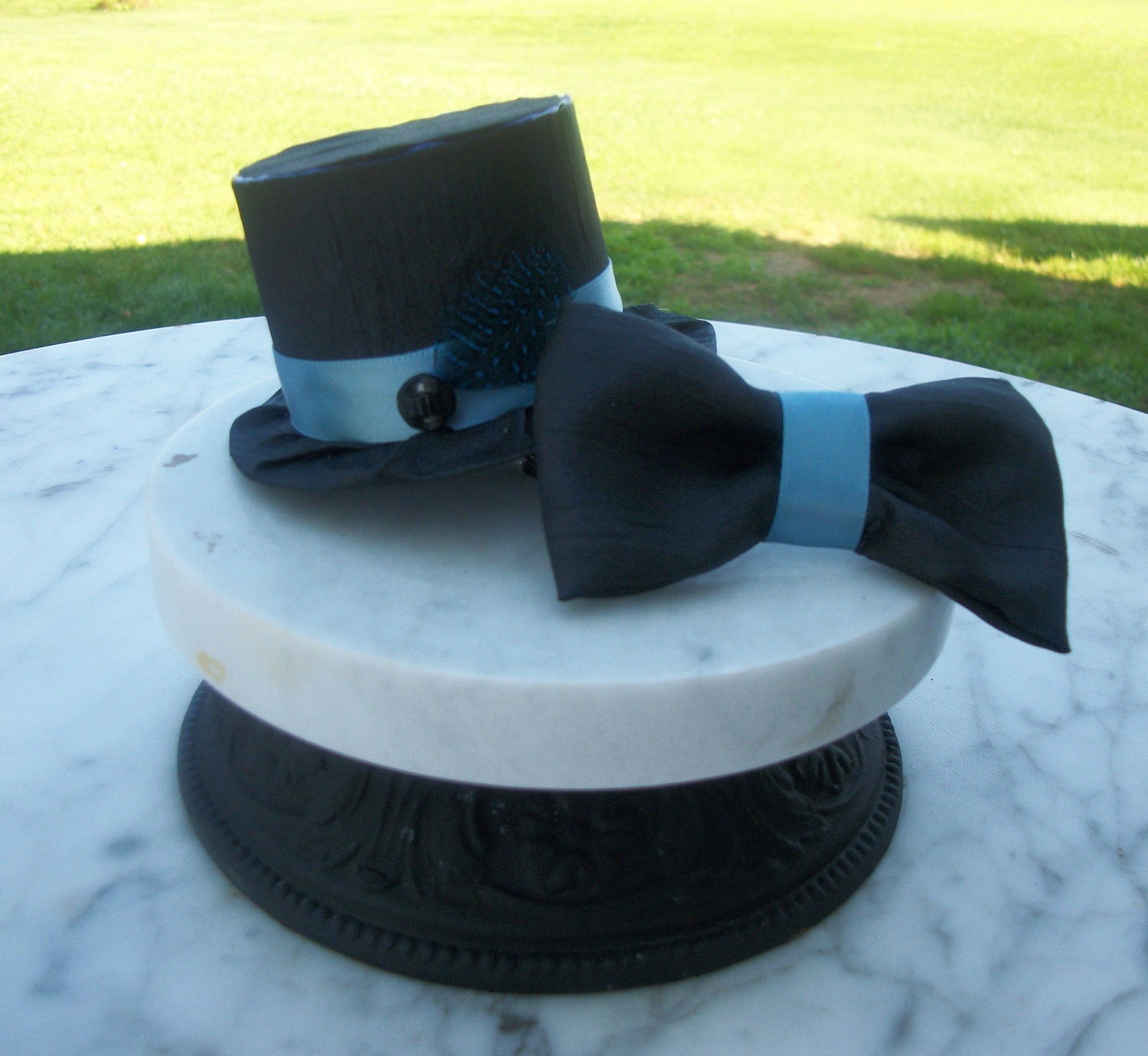Black Mini Top Hat for Boys and Bow-tie SET - Photo Prop Ring Bearer Birthday