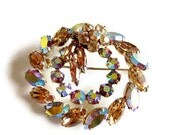 Rhinestone Brooch Vintage Sherman Signed