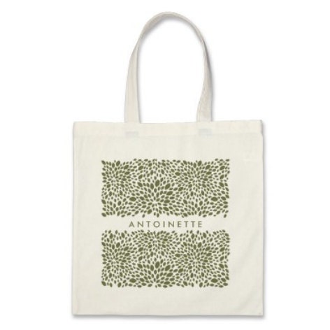 4 Bridesmaids Personalized Signature Delicate Petals Totes in Olive Green