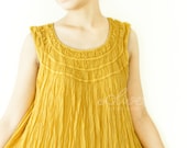 Cotton Spring Summer Vest Dress in Mustard Yellow