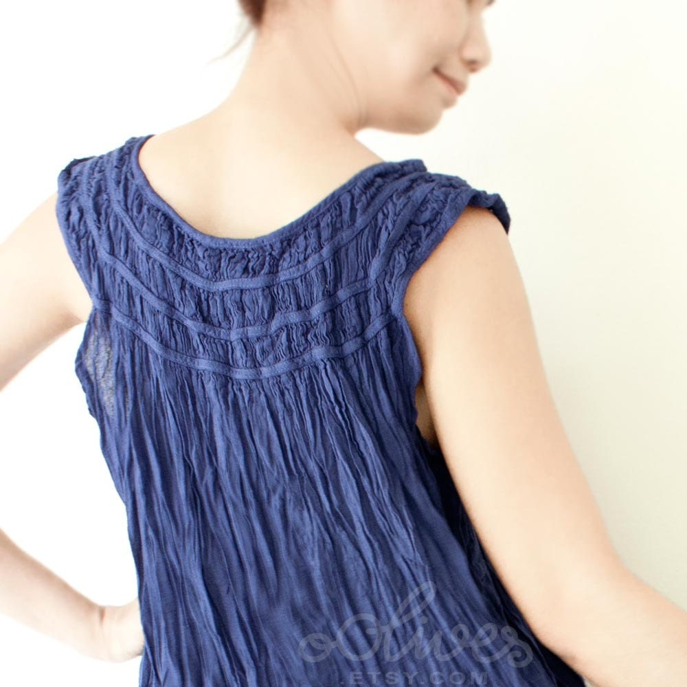 Cotton Spring Summer Dress in Blue