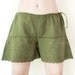 Sale.. Women Drawstring Shorts with Embroidered Rose in Dark Green