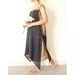 Cotton Spring Apron Knot Dress in Dark Blue - Brown