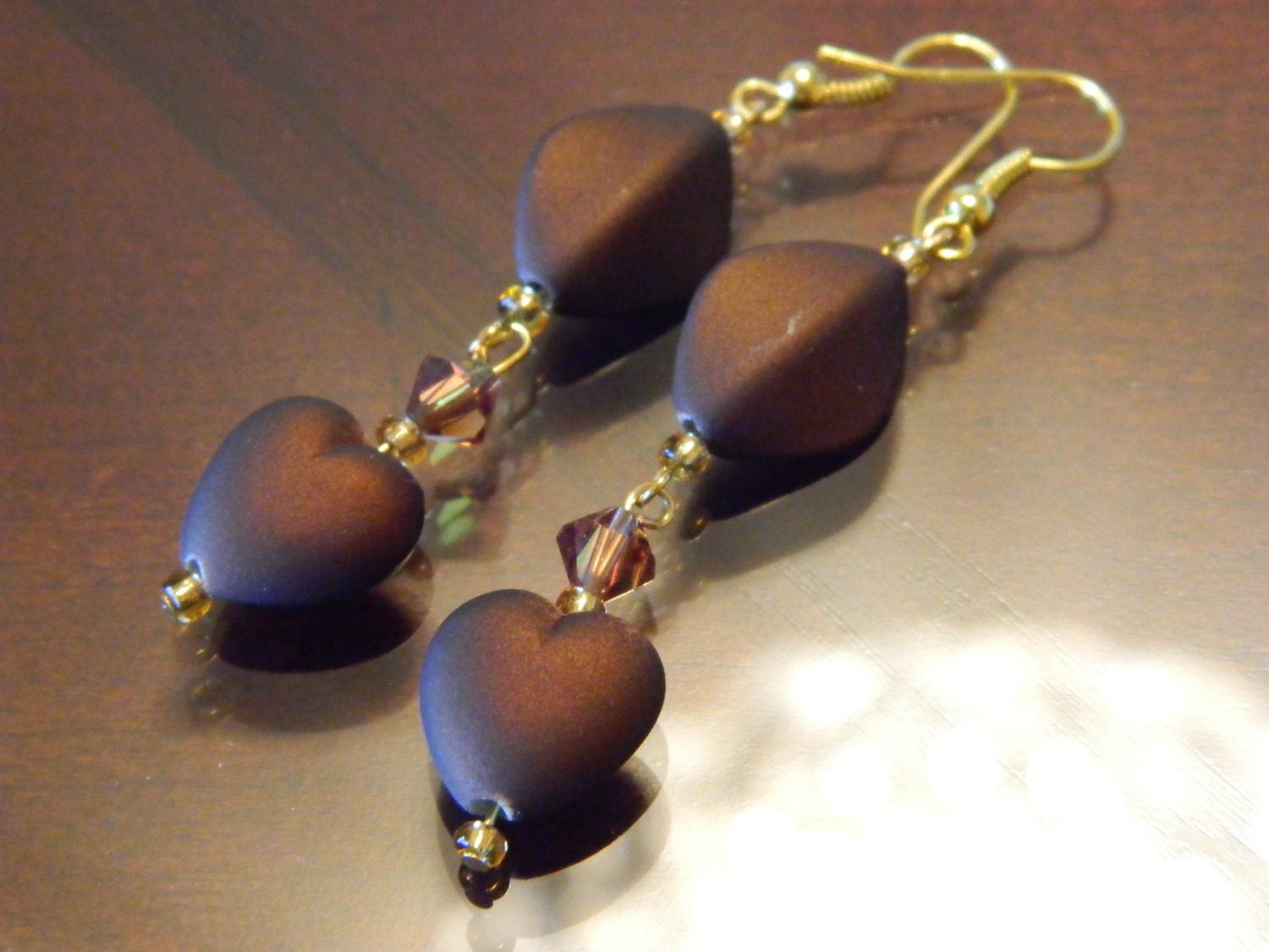 Chocolate Love long dangle earrings