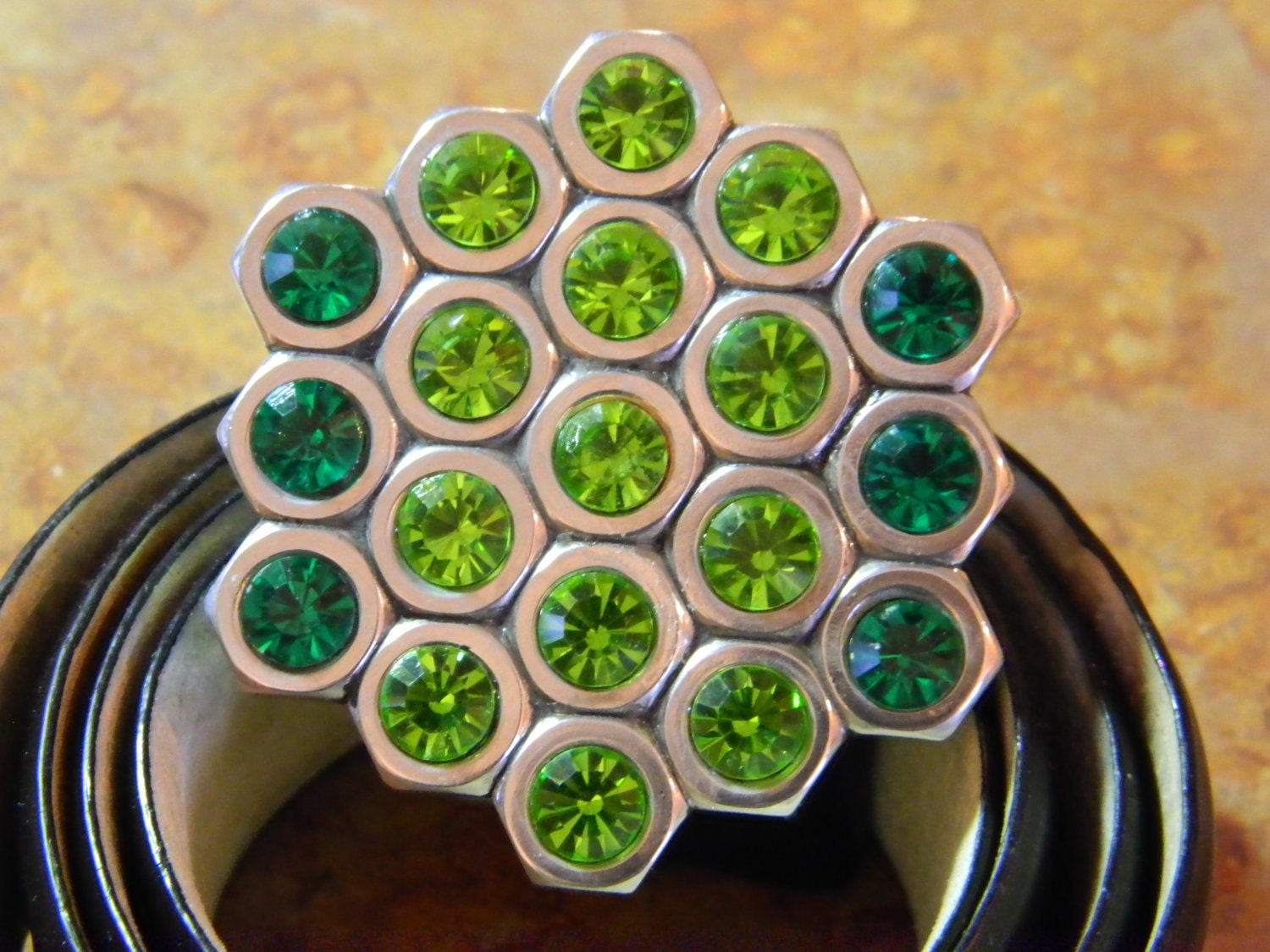 OOAK Hex Nut Belt Buckle with bling