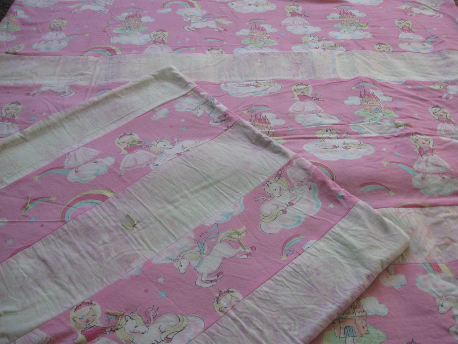 Princess/Unicorn Fleece Blanket Set, Girl and American girl doll blanket set, Pink and white travel blankets, green fleece girls blankets