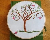 Embroidery Pattern PDF Spring Spiral Tree with Flower Blossoms