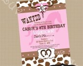 PRINTABLE Cowgirl Birthday Party Invite- Printable party invitation by Luv Bug Design