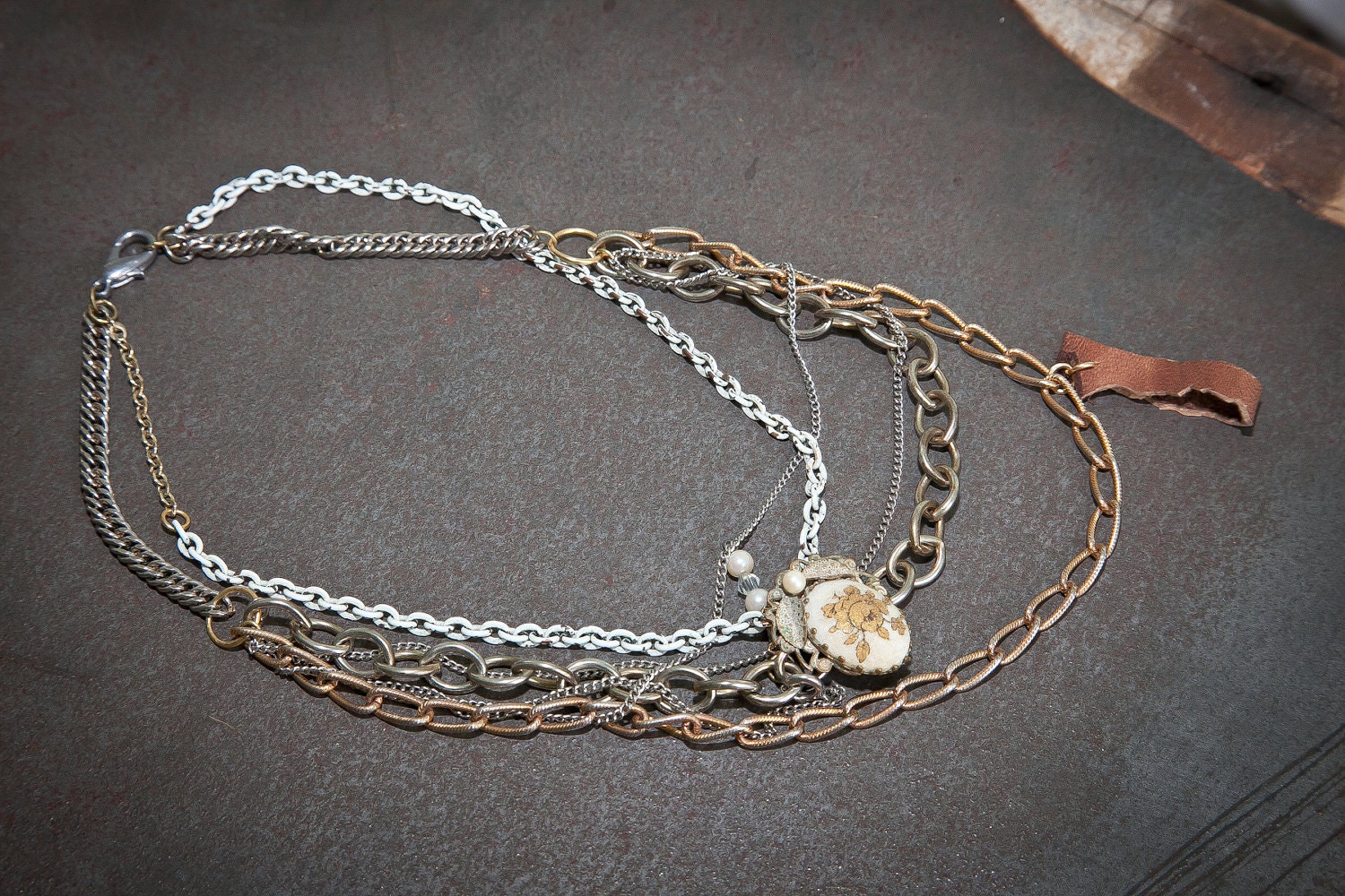 White Vintage Pin Necklace