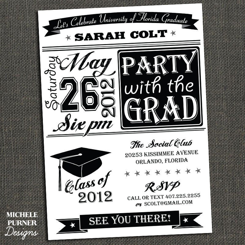 High School or College Graduation Party Invitation- BBQ - Printable