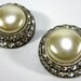 Vintage 1960s Silver And Faux Pearl Clip On Earrings