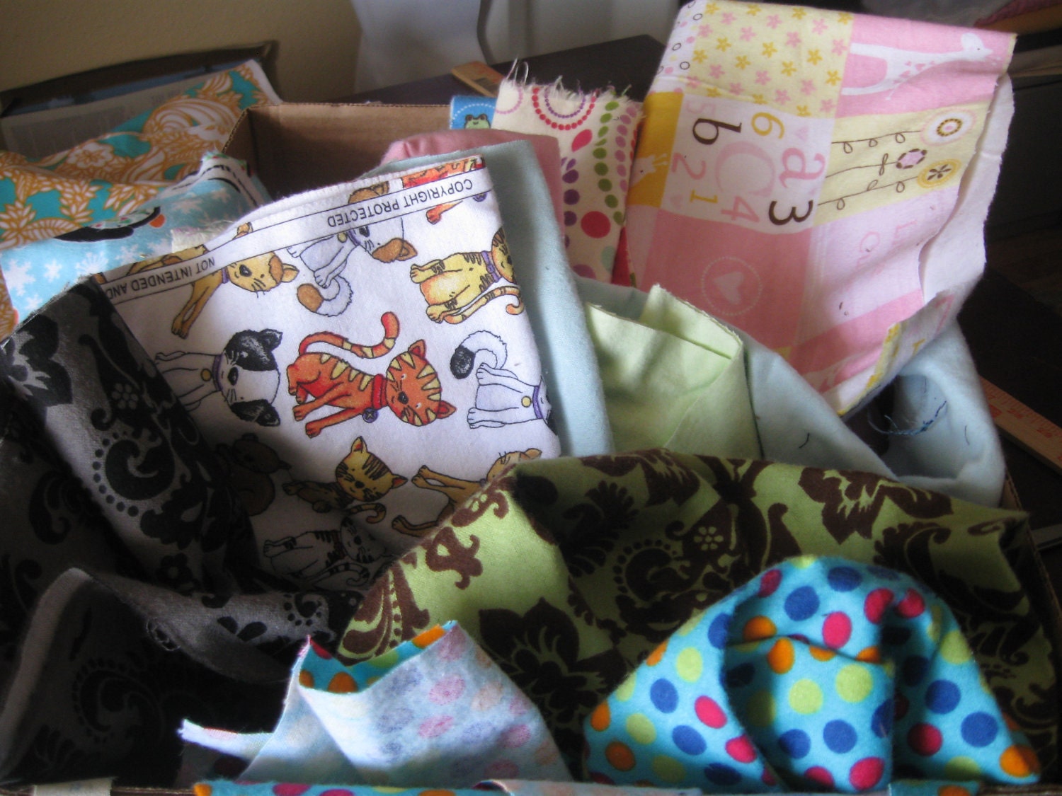 box full  flannel -Fabric scraps pieces for quilting sewing rag quilts  crafts little over 3 lbs ..great value
