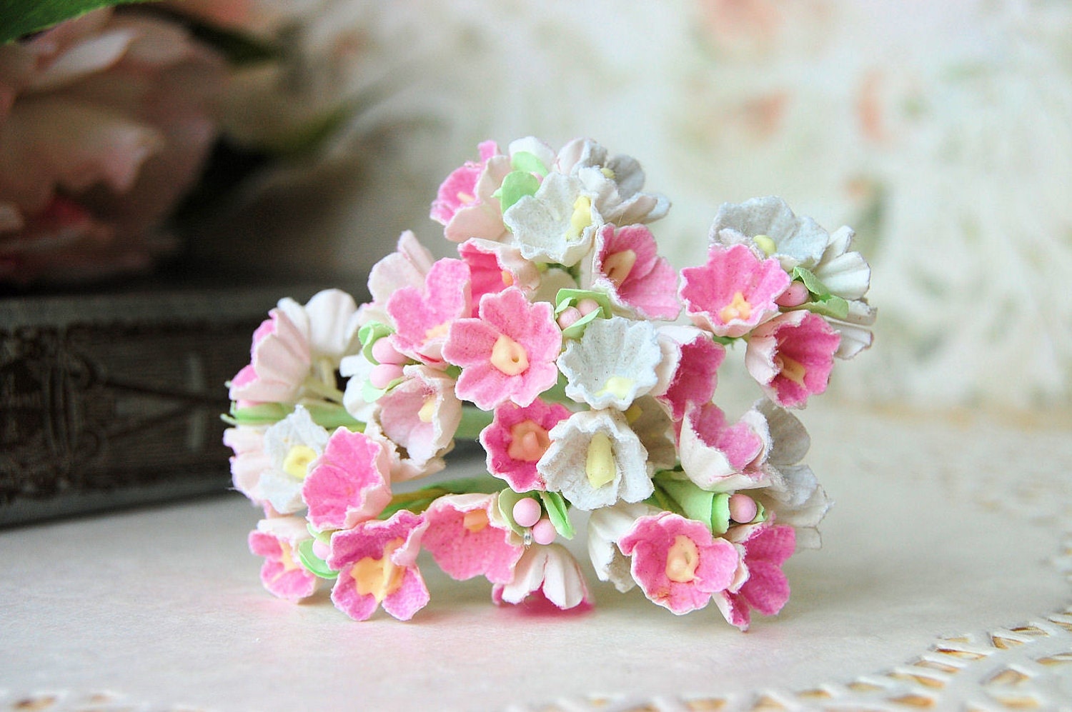 Dainty Millinery Vintage Style Forget Me Not Flowers in Marshmallow Mix