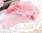 Tulle Embroidered Floral Lace in Pink - Scrapbooking, Card Making, Sewing, Bridal