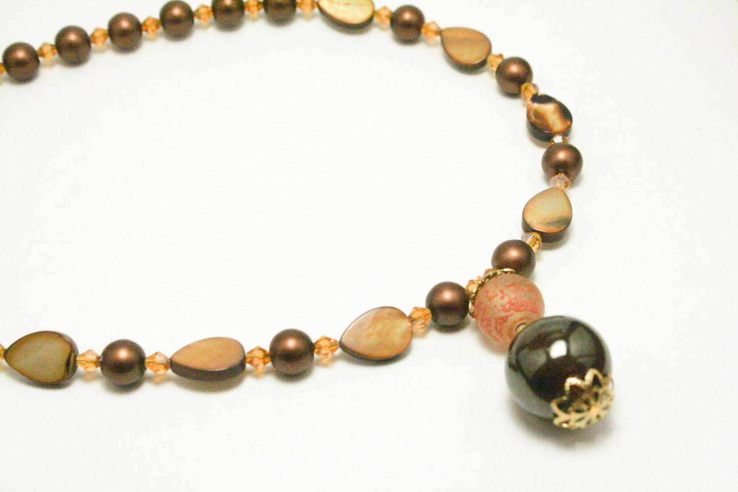 Brown and Tan Mixed Glass Necklace