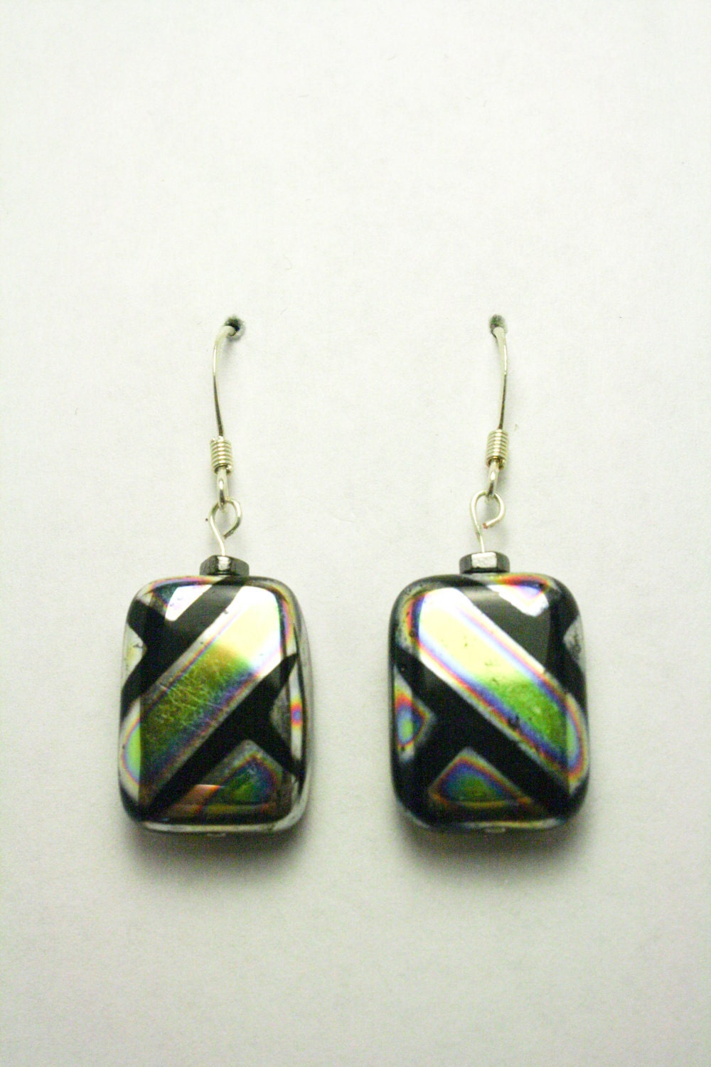 CLEARANCE Black and Silver Iridescent Earrings