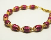 CLEARANCE Pink and Gold Potato Pearl Bracelet