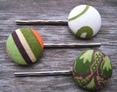 Button Bobby Pins (Set of 3) Earth Tones
