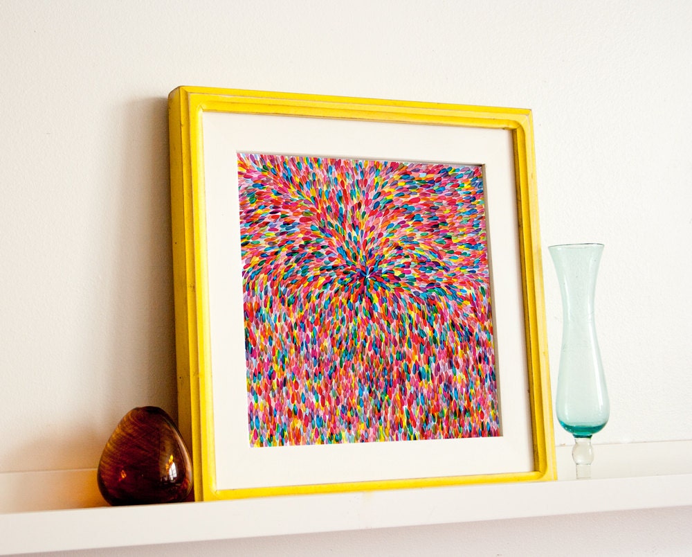 Sale - Buy 2 Get 1 Free - Abstract Colorful Art Print -  11 x 11 - Open Edition - red, rainbow colored, energy