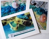 3 ART CARDS SET - beach beachcombing inspired textured textiles textile art shells stitch flotsam and jetsam