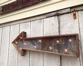 On sale vintage electric arrow barn wood and  industrial metal