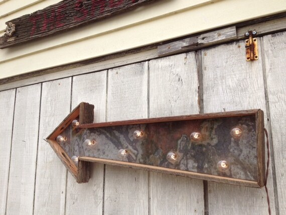 On sale vintage electric arrow barn wood and  industrial metal