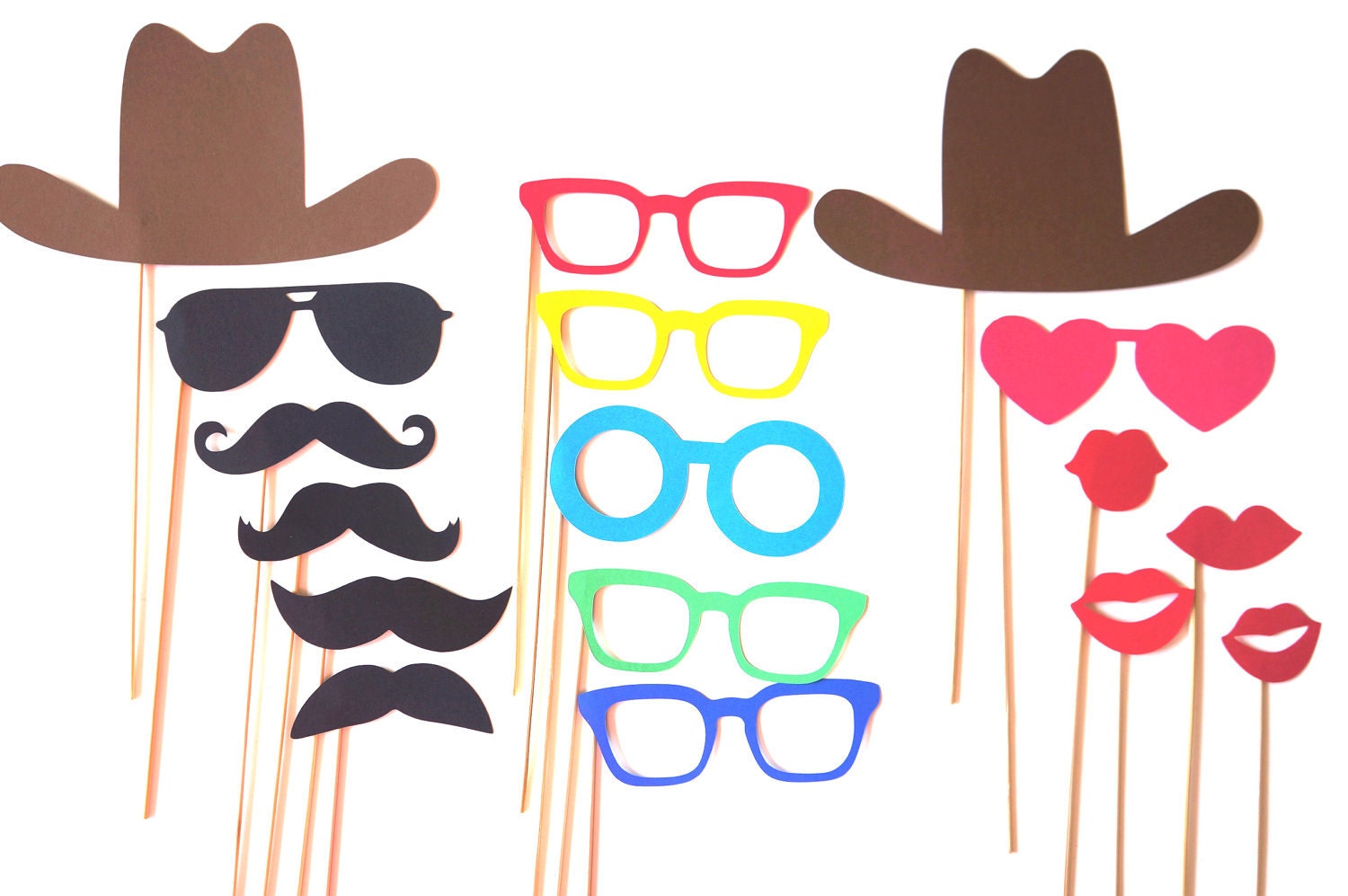 Photo Booth Props - The Western Collection - 17 piece prop set - Birthdays, Weddings, Parties - Photobooth Props
