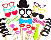 SALE - Perfect Photo Booth Props - 32 piece prop set - Birthdays, Weddings, Parties - Photobooth Props