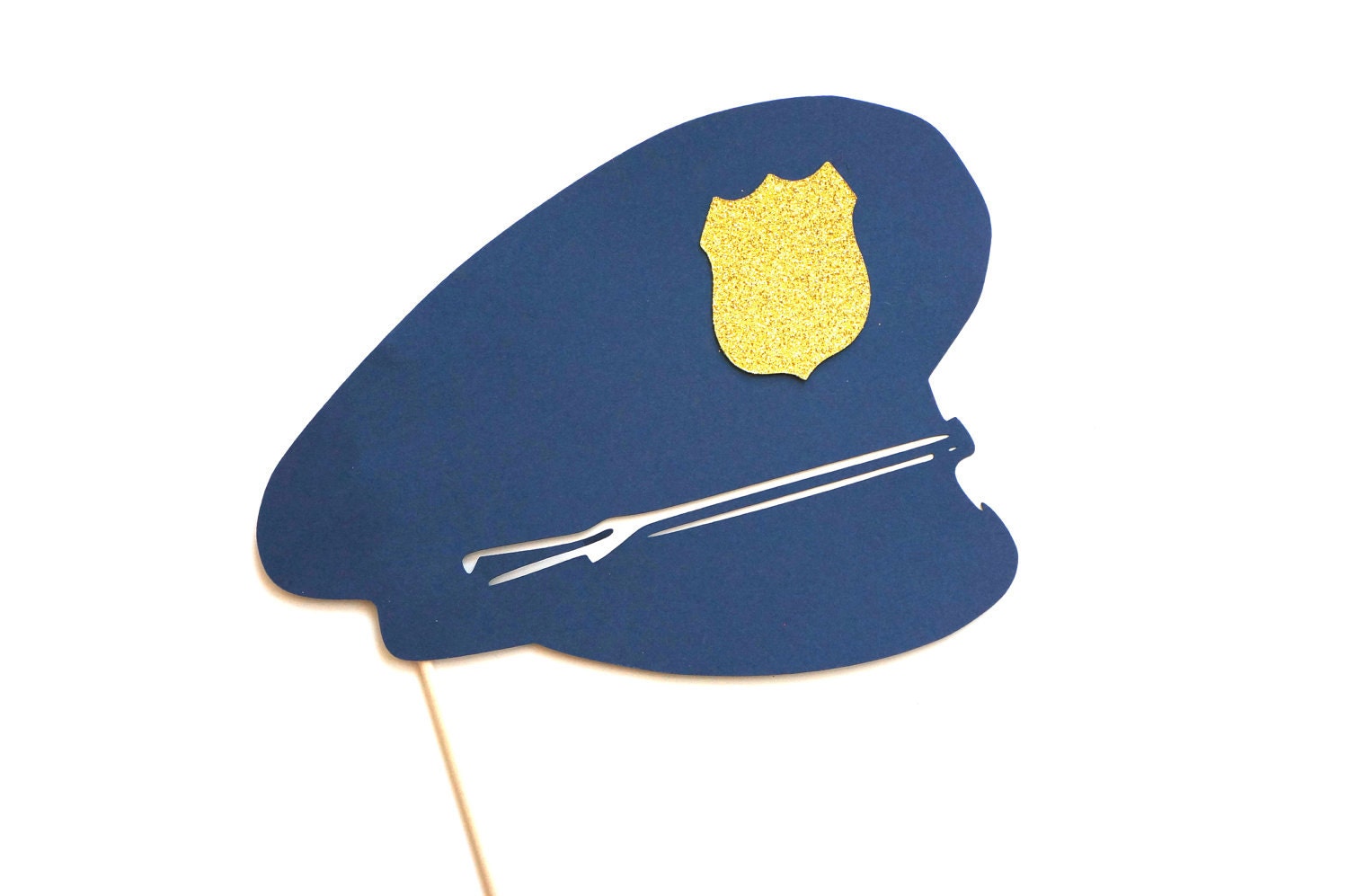 Photo Booth Props - Police Officer Hat  with GLITTER badge - Cop Hat Photobooth Props