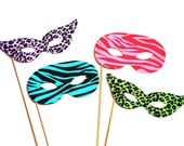 Photo Booth Props - Colorful Masquerade Masks - 4 piece set - Birthdays, Weddings, Parties - Photobooth Props