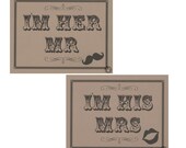 Photo Booth Props - His and Her Photo Booth Signs - Set of 2 Photobooth Props - vintage wedding - rustic wedding