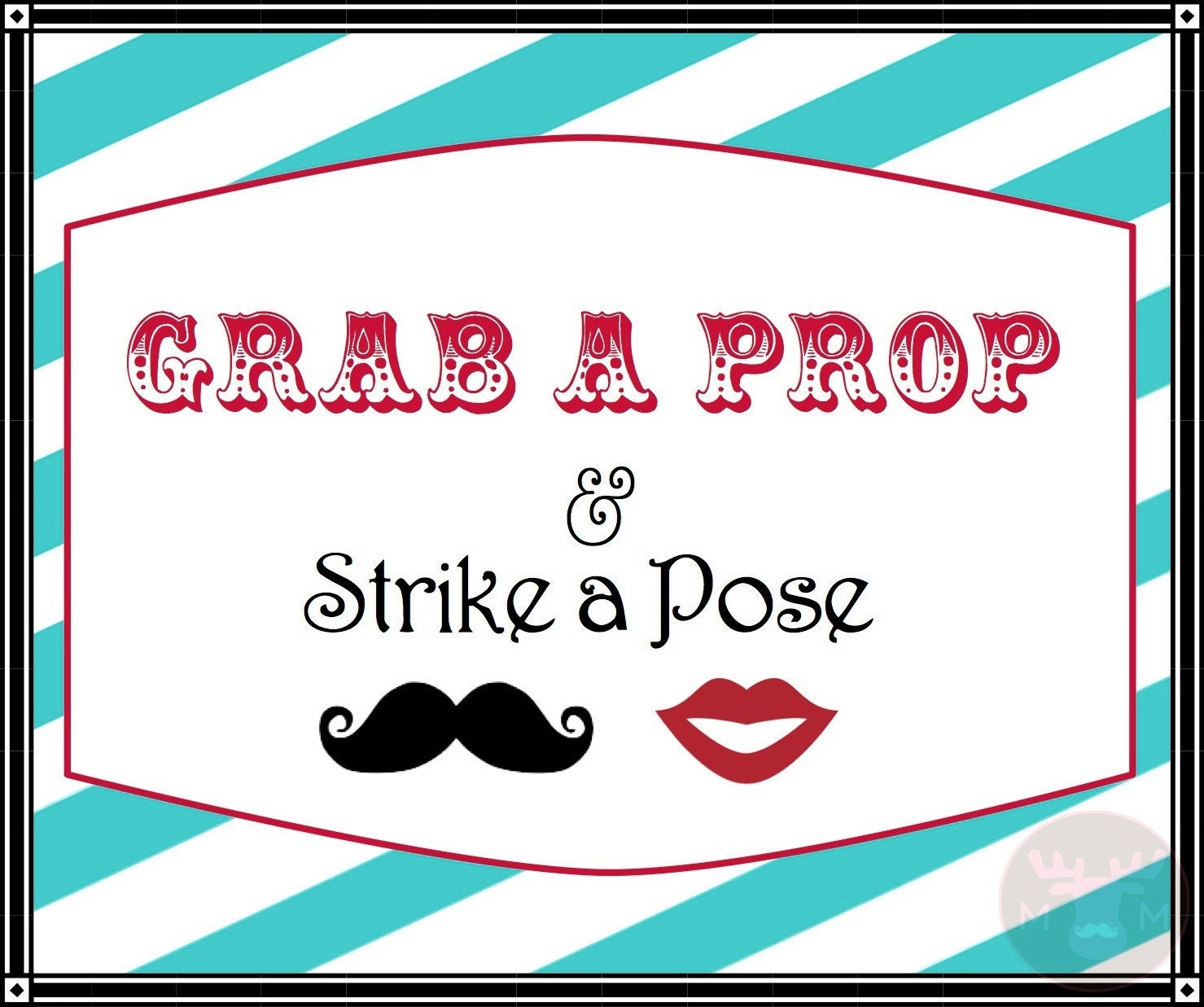 Photo Booth Props - Photo Booth Sign  - Grab a Prop - Vintage Colors - Photobooth Props - vintage wedding