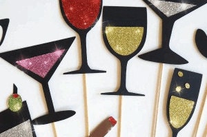 Glitter Photobooth Props - The Swanky Collection - Set of 22 Photo Booth Props with GLITTER - ON SALE for a limited time only