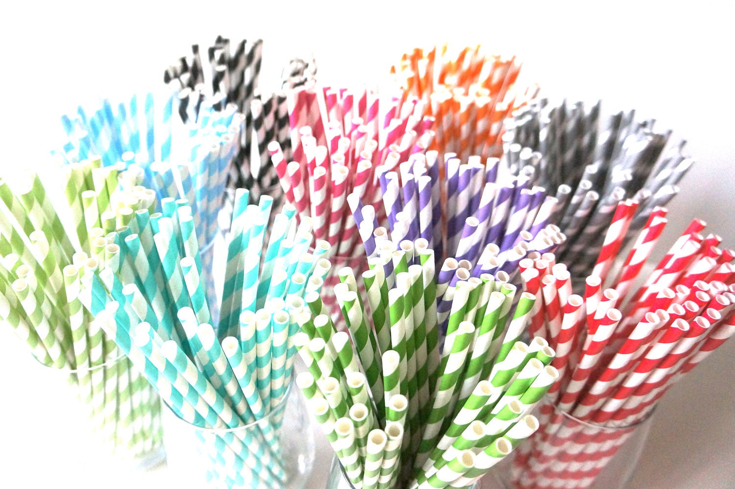 SALE - Photo Booth Props - Mustache Straw Photo Props - Set of 5 - Mustaches on RED Striped Paper Straws