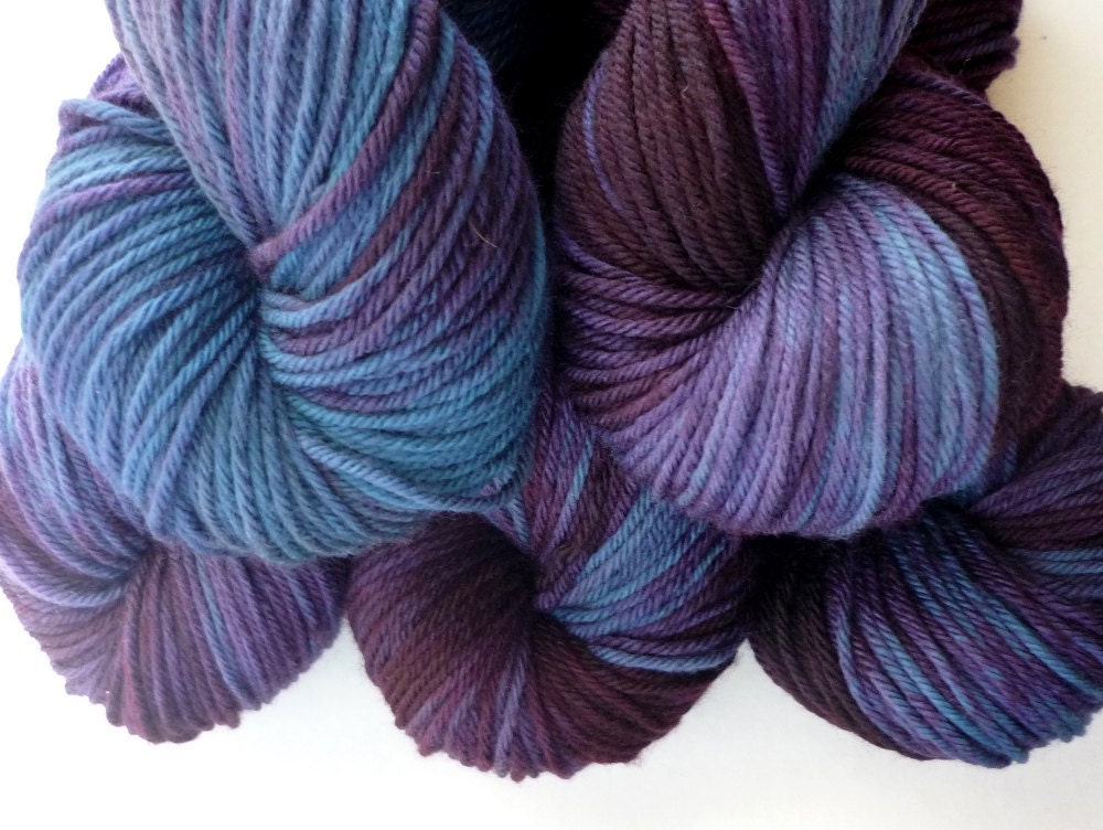 Worsted Weight Yarn - Hand Dyed Superwash Merino Wool in Royalty Colorway