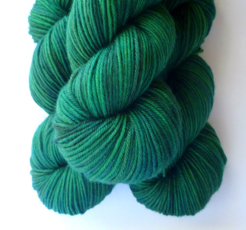 Sale 15% off - Hand Dyed Yarn - Superwash Merino Wool DK Yarn in Emerald Isle Colorway