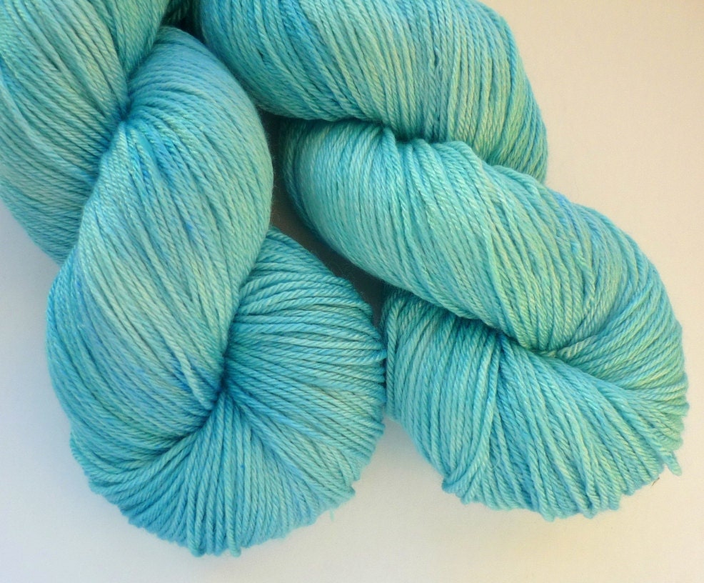 Merino Silk Sock Yarn - Hand Dyed 50/50 Merino Silk Fingering Weight in Seven Seas Colorway