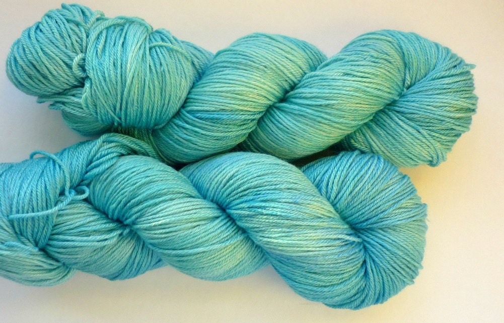 Merino Silk Sock Yarn - Hand Dyed 50/50 Merino Silk Fingering Weight in Seven Seas Colorway