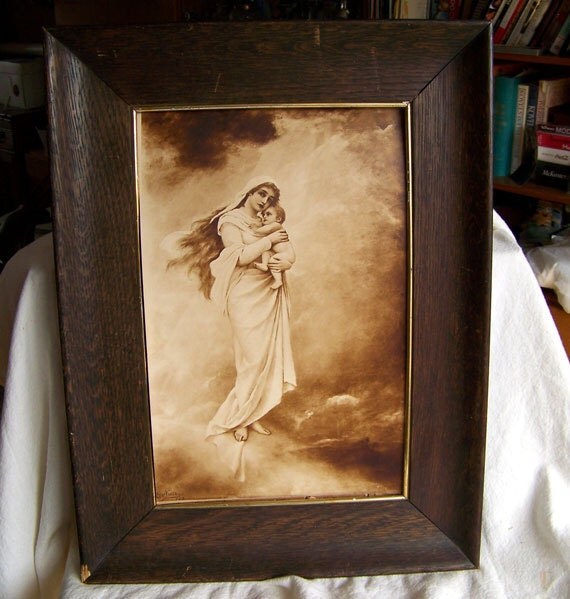 Reserved for Heather ......Edwardian sepia photograph Eine Vision antique Madonna and child by Cuno von Bodenhausen