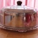 Footed Glass Cake Plate And Cover By Kromex 1950s