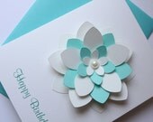 Happy Birthday - Turquoise Flower Card